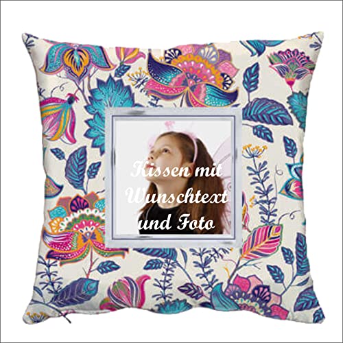 INDIGOS UG - Foto-Kissen mit eigenem Foto individuell Bedruckt - Floreal - selbst gestalten - 38x38 cm - bunt - mit Kissenfüllung - personalisierte Geschenkidee - Kopfkissen - Fotokissen von INDIGOS UG