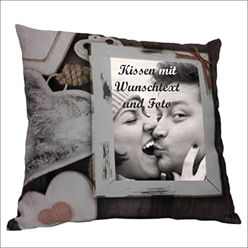 INDIGOS UG - Foto-Kissen mit eigenem Foto individuell Bedruckt - Love Shabby - selbst gestalten - 38x38 cm - bunt - mit Kissenfüllung - personalisierte Geschenkidee - Kopfkissen - Fotokissen von INDIGOS UG