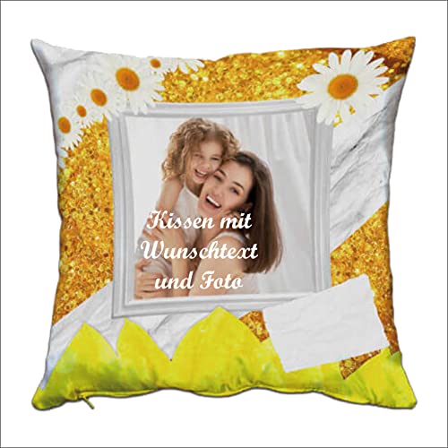 INDIGOS UG - Foto-Kissen mit eigenem Foto individuell Bedruckt - Sun - selbst gestalten - 38x38 cm - bunt - mit Kissenfüllung - personalisierte Geschenkidee - Kopfkissen - Fotokissen von INDIGOS UG