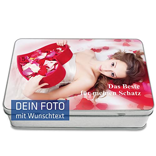 INDIGOS UG - Geschenkdose 20x13 cm - individuell bedruckt - personalisiert - mit Foto Bild & Text bedruckt - aus Metall in - Geschenkidee mit Deckel - Schmuckkiste mit Wunschtext - Blechdose INDIGOS UG - Geschenkdose 20x13 cm - individuell bedruckt - personalisiert - mit Foto Bild & Text bedruckt - aus Metall in - Geschenkidee mit Deckel - Schmuckkiste mit Wunschtext - Blechdose von INDIGOS UG