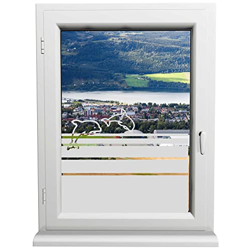 INDIGOS UG - Glasdekorfolie - Delfine - Sonnenschutz H50Line - Sichtschutzfolie - Fensterfolie - für die Küche, Bad ans Fenster, Sichtschutz von INDIGOS UG