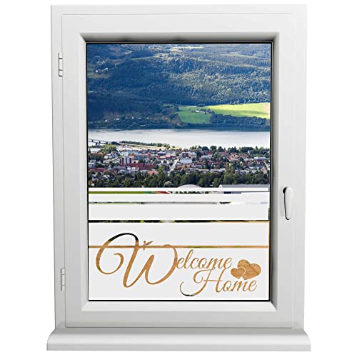 INDIGOS UG - Glasdekorfolie - Welcome Home - Sonnenschutz H50Line - Sichtschutzfolie - Fensterfolie - für die Küche, Bad ans Fenster, Sichtschutz von INDIGOS UG