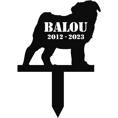 INDIGOS UG - Grabschmuck Hund - Mops - 30 cm - wetterfester Gedenkpfahl als Grabstecker - Wunschname & Datum - Schilder selbst gestalten Wunschtext - Haustier, Trauer INDIGOS UG - Grabschmuck Hund - Mops - 30 cm - wetterfester Gedenkpfahl als Grabstecker - Wunschname & Datum - Schilder selbst gestalten Wunschtext - Haustier, Trauer von INDIGOS UG