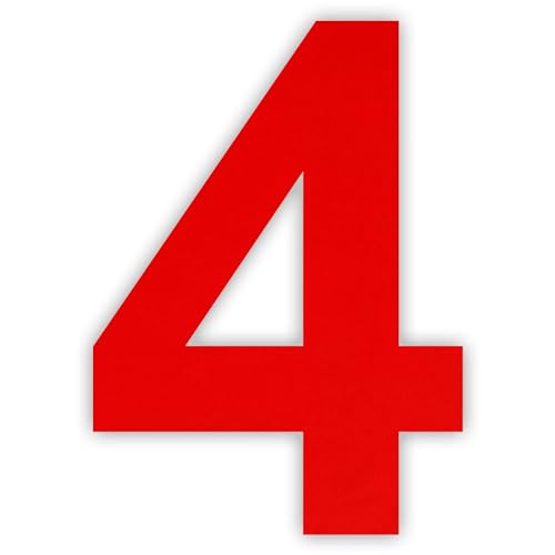 INDIGOS UG - Hausnummer Aluverbundplatte - Ziffer 4 - rot - 20 cm - Schilder selbst gestalten - wetterfest - Hausnummer für Ihr Zuhause, als Geschenk, Freunde, Familie, Einzug von INDIGOS UG