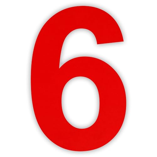 INDIGOS UG - Hausnummer Aluverbundplatte - Ziffer 6 - rot - 20 cm - Schilder selbst gestalten - wetterfest - Hausnummer für Ihr Zuhause, als Geschenk, Freunde, Familie, Einzug von INDIGOS UG