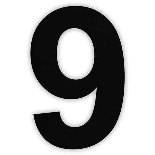 INDIGOS UG - Hausnummer Aluverbundplatte - Ziffer 9 - schwarz - 20 cm - Schilder selbst gestalten - wetterfest - Hausnummer für Ihr Zuhause, als Geschenk, Freunde, Familie, Einzug von INDIGOS UG