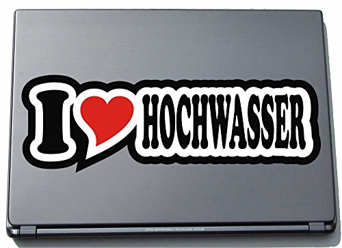 INDIGOS UG I Love Heart Aufkleber Decal Sticker Laptopskin 210 mm I Love HOCHWASSER von INDIGOS UG
