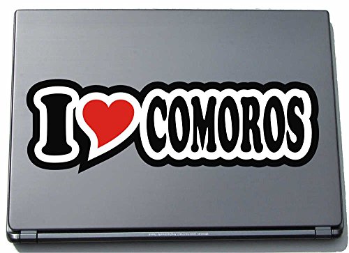 INDIGOS UG I Love Heart Aufkleber Decal Sticker Laptopskin 297 mm I Love Comoros von INDIGOS UG