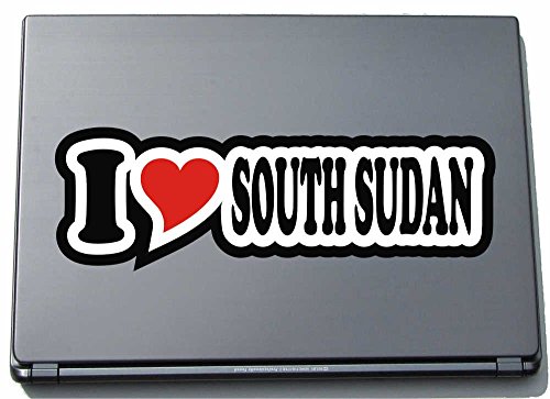 INDIGOS UG I Love Heart Aufkleber Decal Sticker Laptopskin 297 mm I Love South Sudan von INDIGOS UG