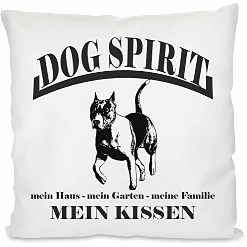 INDIGOS UG Kissen - American Stafford - Bedruckt mit Hund und Kissenfüllung - Geschenkidee - Kopfkissen - Ruhekissen - Hundekissen - für Bett Körbchen und Couch Schlafplatz von INDIGOS UG