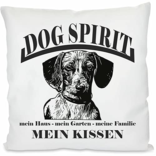 INDIGOS UG Kissen - Dackel - Bedruckt mit Hund und Kissenfüllung - Geschenkidee - Kopfkissen - Ruhekissen - Hundekissen - für Bett Körbchen und Couch Schlafplatz von INDIGOS UG