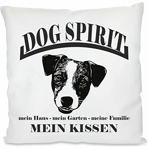 INDIGOS UG Kissen - Jack Russell Terrier - Bedruckt mit Hund und Kissenfüllung - Geschenkidee - Kopfkissen - Ruhekissen - Hundekissen - für Bett Körbchen und Couch Schlafplatz von INDIGOS UG