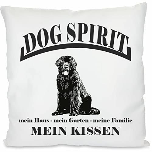 INDIGOS UG Kissen - Neufundländer - Bedruckt mit Hund und Kissenfüllung - Geschenkidee - Kopfkissen - Ruhekissen - Hundekissen - für Bett Körbchen und Couch Schlafplatz von INDIGOS UG