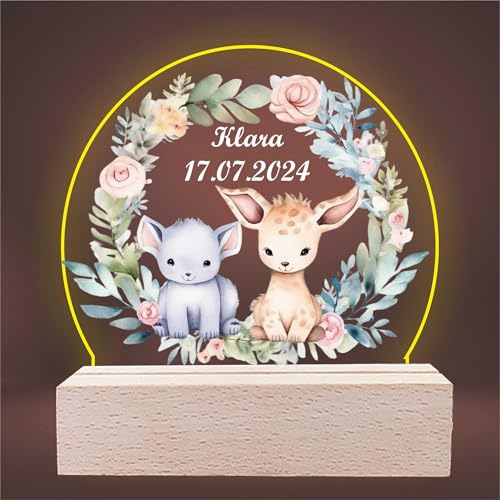 INDIGOS UG - LED Lampe personalisiert - 2 Babys - personalisierte Lampe für KInder - personalisierte Geschenke - Nachtlampe - Geschenk für Baby und Kinder mit Wunschtext von INDIGOS UG
