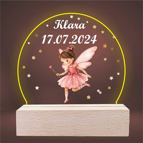 INDIGOS UG - LED Lampe personalisiert - Elfe - personalisierte Lampe für KInder - personalisierte Geschenke - Nachtlampe - Geschenk für Baby und Kinder mit Wunschtext von INDIGOS UG