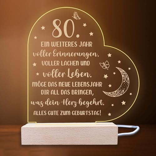INDIGOS UG - LED Nachttischlampe - 80. Geburtstag - Herz rechts mit Spruch - Nachtlicht - 3D-LED-Lampe - Geburtstag - Geschenk für Freund, Freundin, Familie - Liebe, Geburtstagsgeschenk INDIGOS UG - LED Nachttischlampe - 80. Geburtstag - Herz rechts mit Spruch - Nachtlicht - 3D-LED-Lampe - Geburtstag - Geschenk für Freund, Freundin, Familie - Liebe, Geburtstagsgeschenk von INDIGOS UG