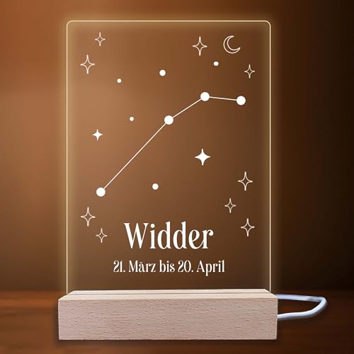 INDIGOS UG - LED Nachttischlampe - Sternzeichen mit Datum - Widder - Sternenkonstellation - Dekoration - LED-Lampe - Geschenk, Geburtstag, Weihnachten - Nachtlicht mit optionale Lampe warmweiß INDIGOS UG - LED Nachttischlampe - Sternzeichen mit Datum - Widder - Sternenkonstellation - Dekoration - LED-Lampe - Geschenk, Geburtstag, Weihnachten - Nachtlicht mit optionale Lampe warmweiß von INDIGOS UG