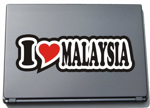 INDIGOS UG Laptopaufkleber - Laptopskin - JDM - Die Cut - Aufkleber - Herz - 210 mm I Love Malaysia von INDIGOS UG