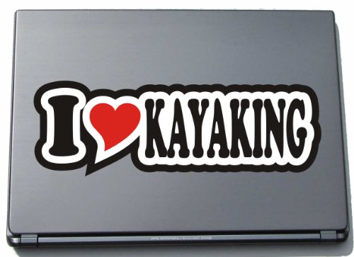 INDIGOS UG Laptopaufkleber - Laptopskin - JDM - Die Cut - Aufkleber - Herz - 297 mm I Love Kayaking von INDIGOS UG