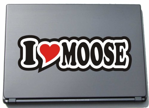 INDIGOS UG Laptopaufkleber - Laptopskin - JDM - Die Cut - Aufkleber - Herz - 297 mm I Love Moose von INDIGOS UG