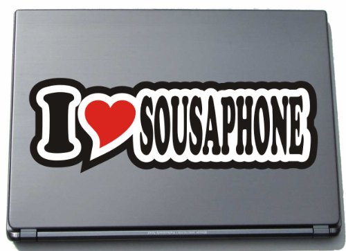 INDIGOS UG Laptopaufkleber - Laptopskin - JDM - Die Cut - Aufkleber - Herz - 297 mm I Love Sousaphone von INDIGOS UG