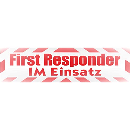 INDIGOS UG - Magnetschild Auto First Responder im Einsatz mit Rahmen 45 x 12 cm reflektierend - Magnetfolie LKW Truck Transporter Baustellenfahrzeug Firmenwagen - flexibel abnehmbar und von INDIGOS UG