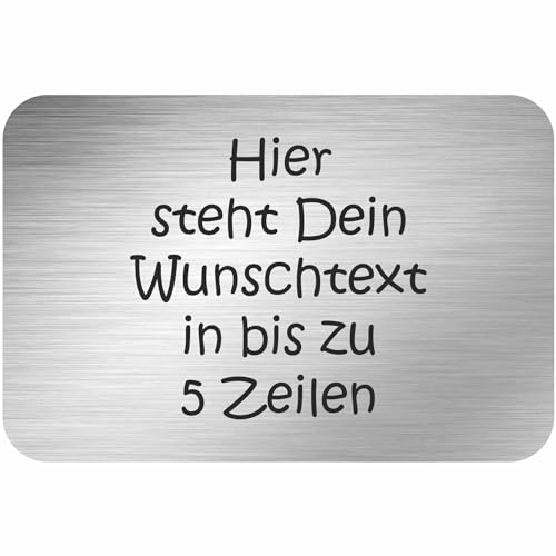 INDIGOS UG - Namensschild - 5 Zeilen Text - 100x50 mm Aluverbundplatte Edelstahllook 3 mm - individuell personalisiert mit Wunschtext, Namen, Familienname, Firma - Briefkasten - Haustür von INDIGOS UG