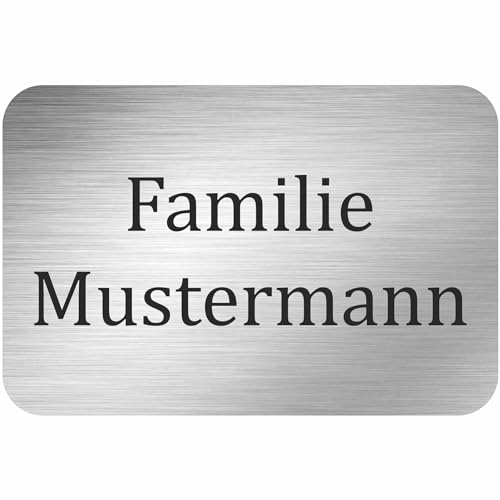 INDIGOS UG - Namensschild - ohne Strich - 100x50 mm Aluverbundplatte Edelstahllook 3 mm - individuell personalisiert mit Wunschtext, Namen, Familienname, Firma - Briefkasten - Haustür von INDIGOS UG