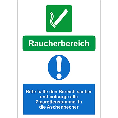 INDIGOS UG - PVC-Schild 5mm - Sicherheit - Warnung - Raucherbereich Sauber Aschenbecher - 300x200 mm - Hotel, Firma, Schutz, Kita, Arzt, Praxis, Wohnung INDIGOS UG - PVC-Schild 5mm - Sicherheit - Warnung - Raucherbereich Sauber Aschenbecher - 300x200 mm - Hotel, Firma, Schutz, Kita, Arzt, Praxis, Wohnung von INDIGOS UG