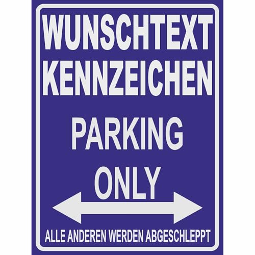 INDIGOS UG - Parkplatzschild mit Wunschtext - 32 x 24 cm - personalisierbar - blau - Aluverbundplatte Schild - Kennzeichen Automarke Schilder selbst gestalten - Alle anderen werden abgeschleppt INDIGOS UG - Parkplatzschild mit Wunschtext - 32 x 24 cm - personalisierbar - blau - Aluverbundplatte Schild - Kennzeichen Automarke Schilder selbst gestalten - Alle anderen werden abgeschleppt von INDIGOS UG