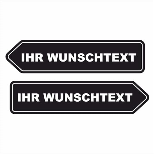 INDIGOS UG - Pfeil Schild aus Aluverbundplatte - Motiv 4 - rechts oder links - 30 bis 50 cm - Wunschtext personalisieren - individuell anpassen - Schild für die Arbeit, für Ihr Zuhause, als Geschenk von INDIGOS UG