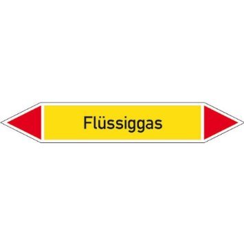 Indigos UG Aufkleber Rohrleitungskennzeichnung/Pfeil Brenn. Gase(gelb,rot),selbstkl12,6x2,6cm - Flüssiggas - selbstklebender Sicherheits Aufkleber für Tür oder Wand von INDIGOS UG
