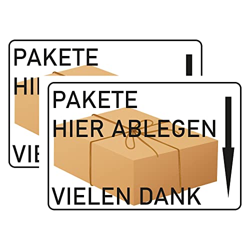 INDIGOS UG - Schilder - 400x300 mm - Schild 2 Stück XL - Pakete hier ablegen - Hartschaumplatte - für Garage, Hotel, Parkplatz, Schule, Carport, Firma INDIGOS UG - Schilder - 400x300 mm - Schild 2 Stück XL - Pakete hier ablegen - Hartschaumplatte - für Garage, Hotel, Parkplatz, Schule, Carport, Firma von INDIGOS UG