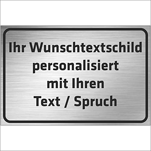 INDIGOS UG - Schilder - WUNSCHTEXT Schild - Edelsstahllook - Alu-Dibond 8 Größen - personalisiert mit Text - Schrift - für Garage, Hotel, Parkplatz, Schule, Carport, Firma - individuell von INDIGOS UG