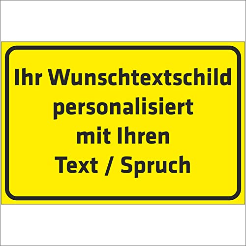 INDIGOS UG - Schilder - WUNSCHTEXT Schild - gelb - Alu-Dibond 8 Größen - personalisiert mit Text - Schrift - für Garage, Hotel, Parkplatz, Schule, Carport, Firma - individuell von INDIGOS UG