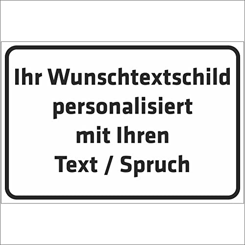 INDIGOS UG - Schilder - WUNSCHTEXT Schild - weiß - Alu-Dibond 8 Größen - personalisiert mit Text - Schrift - für Garage, Hotel, Parkplatz, Schule, Carport, Firma - individuell von INDIGOS UG