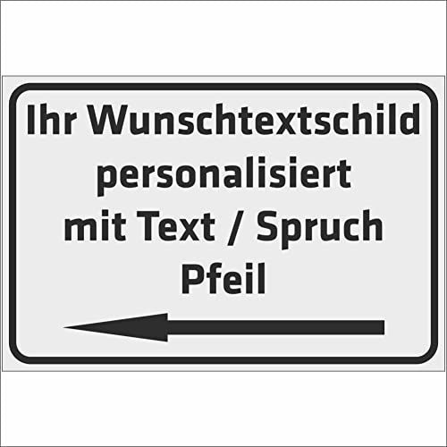 INDIGOS UG - Schilder mit Pfeil - WUNSCHTEXT Schild - grau - Aluverbundplatte 8 Größen - personalisiert mit Text - Schrift - für Garage, Hotel, Parkplatz, Schule, Carport, Firma - individuell von INDIGOS UG