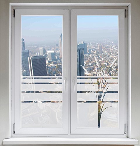 INDIGOS UG Sichtschutzfolie Fensterbild Fensterfolie Glasdekor Rohrkolben Bambus satiniert Blickdicht - 500-2000 mm - Dekoration Sonnenschutz Folie - Glasdekorfolie - selbstklebend - matt von INDIGOS UG