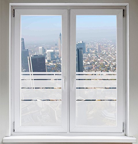 INDIGOS UG Sichtschutzfolie - Fensterfolie - Glasdekorfolie - Dynamische Streifen satiniert Blickdicht - 700mm Breite x 500mm Höhe - selbstklebend - matt - für Fenster - für Bad - Milchglasfolie von INDIGOS UG