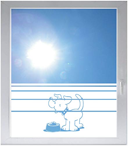 INDIGOS UG Sichtschutzfolie Glasdekorfolie Fensterfolie mit Motiv satiniert Blickdicht - E696 fressender Hund - 1200 mm Länge - 500 mm Höhe Streifen - selbstklebend - matt - für Bad von INDIGOS UG
