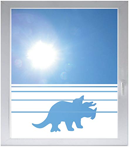 INDIGOS UG Sichtschutzfolie Glasdekorfolie Fensterfolie mit Motiv satiniert Blickdicht - w059 Dinosaurier - 1200 mm Länge - 500 mm Höhe Streifen von INDIGOS UG