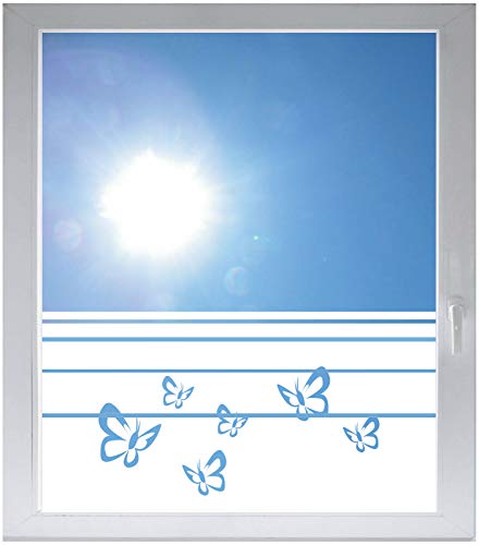 INDIGOS UG Sichtschutzfolie Glasdekorfolie Fensterfolie mit Motiv satiniert Blickdicht - w184 Schmetterlinge - 1000 mm Länge - 500 mm Höhe Streifen - selbstklebend - matt - für Bad von INDIGOS UG