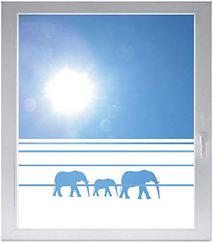 INDIGOS UG Sichtschutzfolie Glasdekorfolie Fensterfolie mit Motiv satiniert Blickdicht - w194 Elefant Afrika Tier - 1000 mm Länge - 500 mm Höhe Streifen von INDIGOS UG