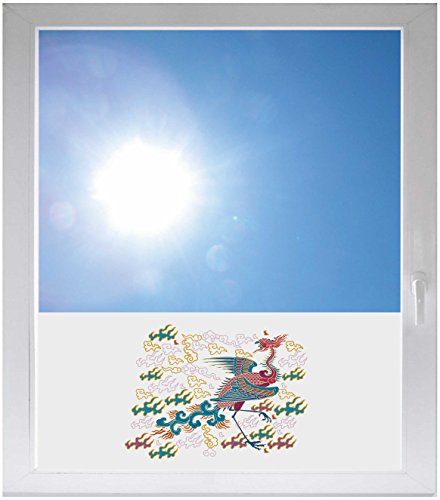 INDIGOS UG - Fensterfolie Blickdicht asiatischer Drachen - 800x500mm - Sonnenschutzfolie Fenster - Sichtschutzfolie Fenster Bad, Küche, Fenster, Milchglasfolie von INDIGOS UG