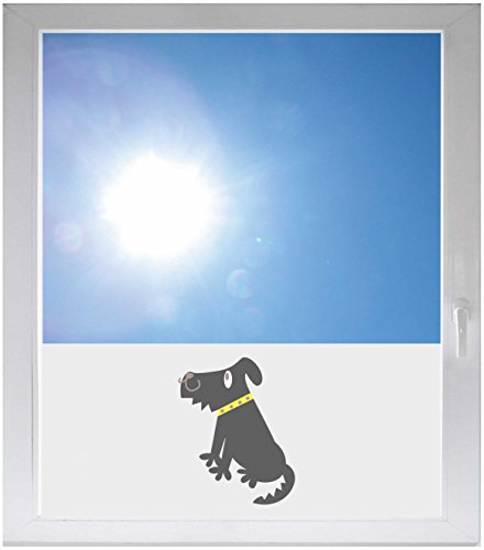 INDIGOS UG Sichtschutzfolie Sonnenschutz Glasdekorfolie Fensterfolie mit Motiv satiniert Blickdicht - GMD267 - Crazy süßer Hund - 800x500mm von INDIGOS UG