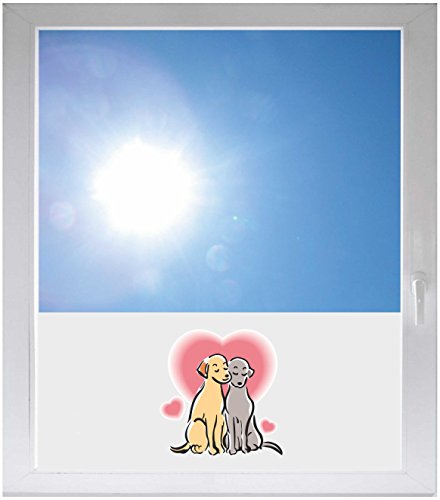 INDIGOS UG Sichtschutzfolie Sonnenschutz Glasdekorfolie Fensterfolie mit Motiv satiniert Blickdicht - GMD334 - Hund Liebe - 800x500mm von INDIGOS UG
