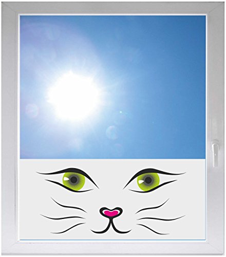 INDIGOS UG Sichtschutzfolie Sonnenschutz Glasdekorfolie Fensterfolie mit Motiv satiniert Blickdicht - GME105 - süße Katze Kater Kätzchen - 1150x500mm von INDIGOS UG