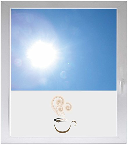 INDIGOS UG Sichtschutzfolie Sonnenschutz Glasdekorfolie Fensterfolie mit Motiv satiniert Blickdicht - GME167 - schöne Tasse Kaffee - 800x500mm von INDIGOS UG