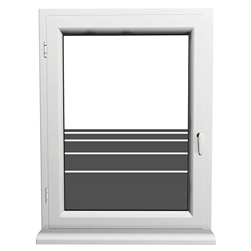 INDIGOS UG Sichtschutzfolie - selbstklebend matt - dunkelgrau - dynamische Streifen - Fenster - für Innen und Außen geeignet - Schaufenster - Sonnenschutz - Fensterfolie - Glasdekorfolie von INDIGOS UG