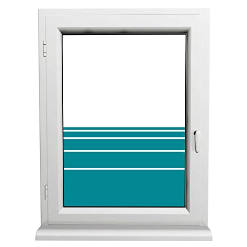 INDIGOS UG Sichtschutzfolie - selbstklebend matt - türkisblau - dynamische Streifen - Fenster - für Innen und Außen geeignet - Schaufenster - Sonnenschutz von INDIGOS UG